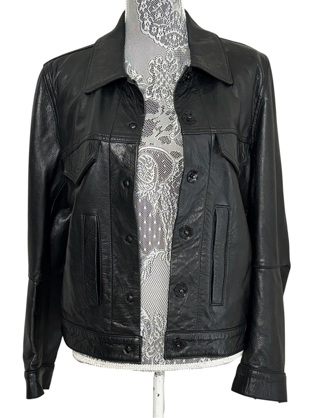 Ann Demeulemeester Vintage 2000s Black Leather Jacket. Size 42